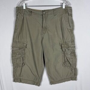 Vtg 90s Y2K Union Bay Cargo Shorts 34/36 Green 100% Cotton Utility Gorpcore EUC